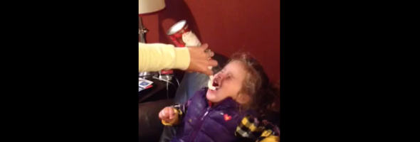 funny video kid puking whip cream