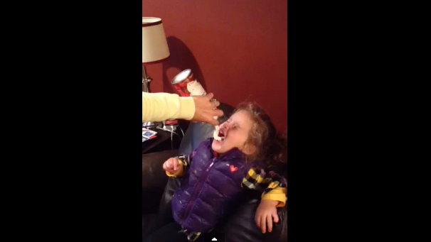 funny video kid puking whip cream