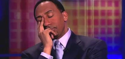 Stephen A Smith funny face Skip Bayless asleep