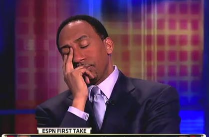 Stephen A Smith funny face Skip Bayless asleep