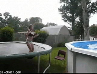 trampoline gifs bikini girl pool fail