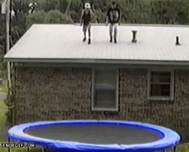 trampoline gifs off roof fail