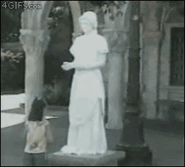 funny prank gifs statue little girl