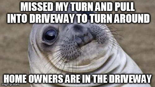 Awkward Moment Seal driveway meme