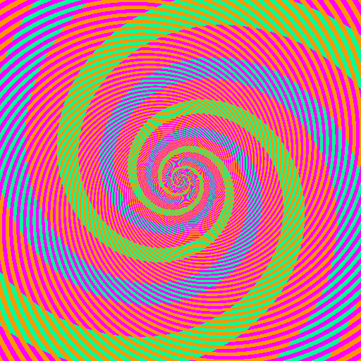 green and blue swirls optical illusion