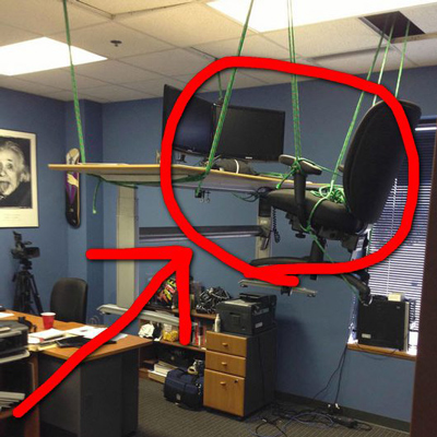 Funny Office Pranks hanging desk