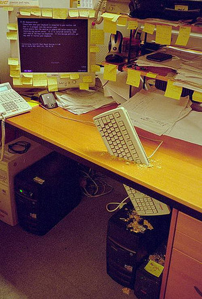 Funny Office Pranks keyboard through desk