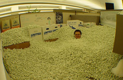 Funny Office Pranks packing peanuts