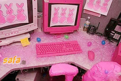 Funny Office Pranks pink bunnies