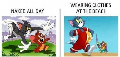 Funny Pictures tom and jerry clothes at the beach