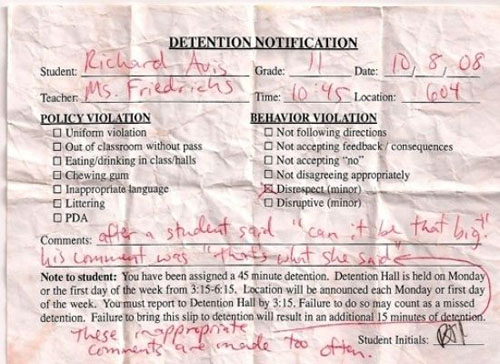 funny detention notes