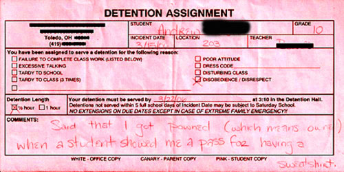 funny detention notes