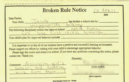 funny detention notes