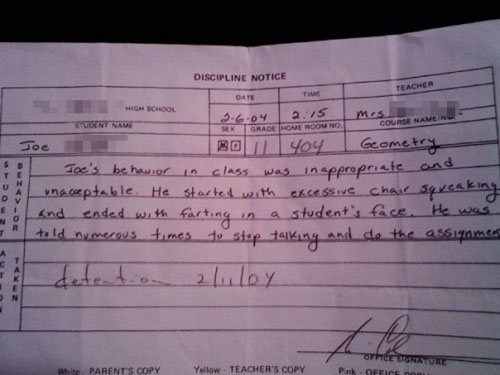 funny detention notes